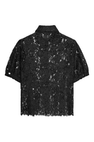 Camisa em guipura - Preto e branco