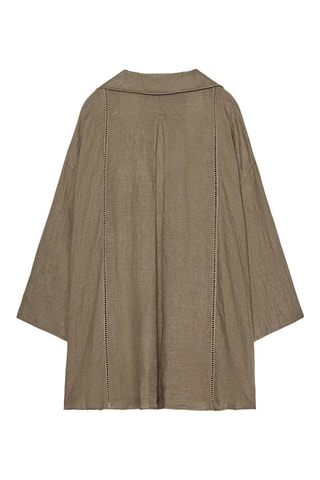 Camisa oversize em linho - Caqui