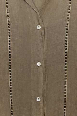 Camisa oversize em linho - Caqui