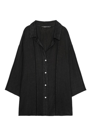 Camisa oversize em linho - Preto