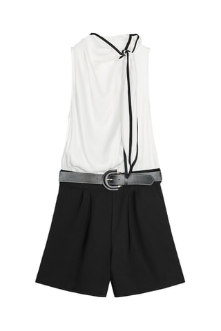 Macacão curto - Branco e preto