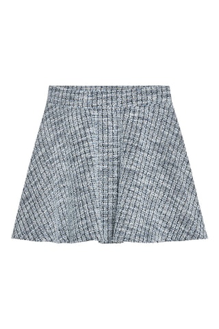 Minissaia em tweed - Branco e azul-cobalto