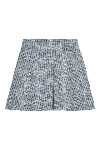 Minissaia em tweed - Branco e azul-cobalto