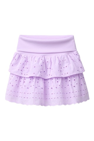 Saia com folhos em bordado inglês - Violeta