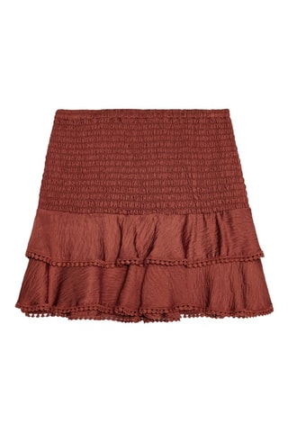 Saia com folhos - Vermelho-tijolo