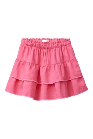 Saia com folhos em linho - Rosa