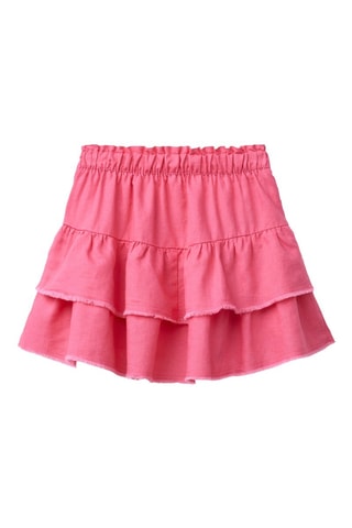 Saia com folhos em linho - Rosa