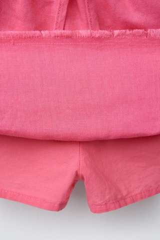 Saia com folhos em linho - Rosa