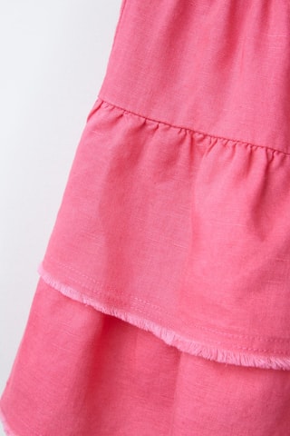 Saia com folhos em linho - Rosa