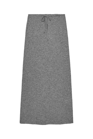 Jupe droite en laine - Gris chiné