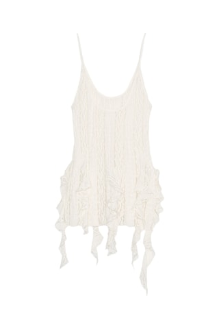 Top com folhos em renda - Cru