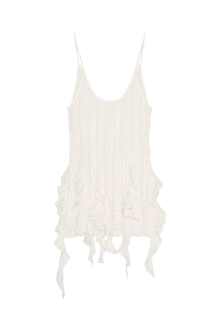 Top com folhos em renda - Cru