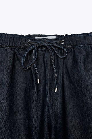 Calças de ganga wide legs- Azul-marinho