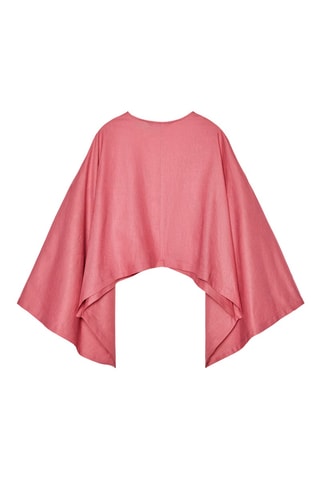 Poncho em linho - Rosa