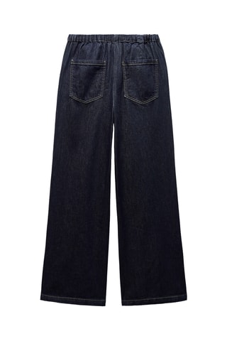 Calças de ganga wide legs- Azul-escuro