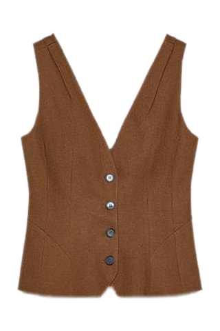 Colete de fato em linho- Castanho