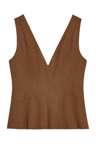 Colete de fato em linho- Castanho