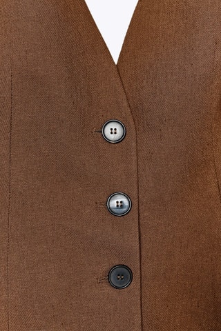 Colete de fato em linho- Castanho