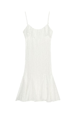 Vestido aos folhos em renda - Branco