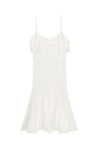 Vestido aos folhos em renda - Branco