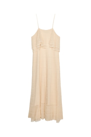 Vestido midi em renda- Bege