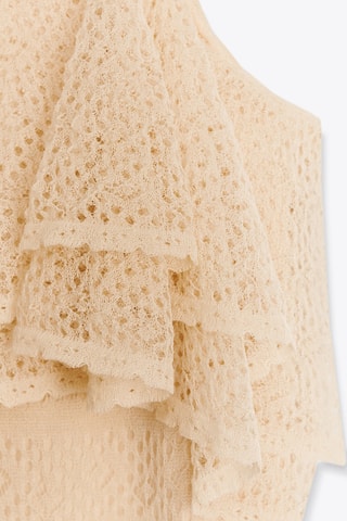 Vestido midi em renda- Bege