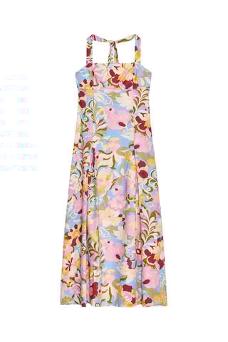 Vestido midi em linho- Rosa