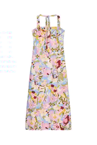 Vestido midi em linho- Rosa