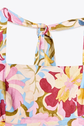 Vestido midi em linho- Rosa