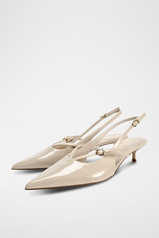 Sapatos de salto envernizados- Cru