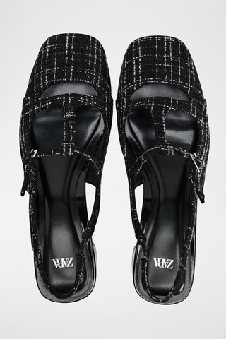 Sapatos de salto de tweed- Preto