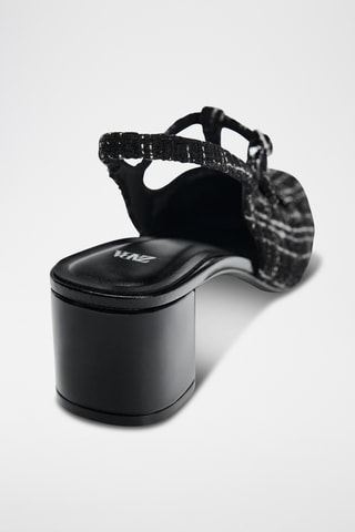 Sapatos de salto de tweed- Preto