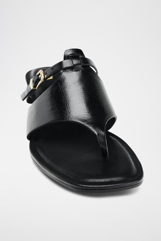 Sandálias de salto em couro- Preto