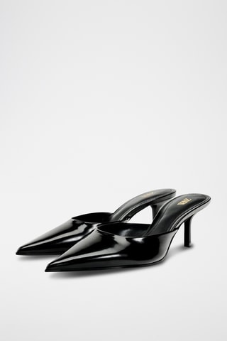 Mules de salto envernizados - Preto