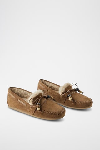 Mocassins forrados em nobuck - Bege