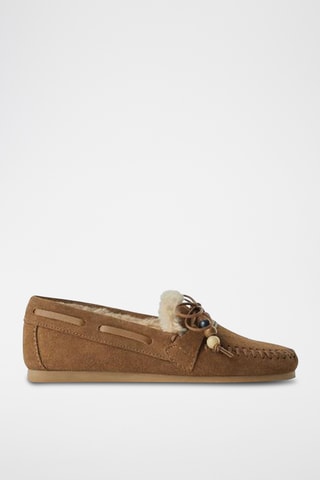 Mocassins forrados em nobuck - Bege