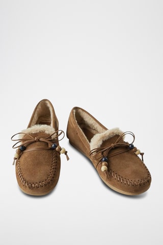Mocassins forrados em nobuck - Bege