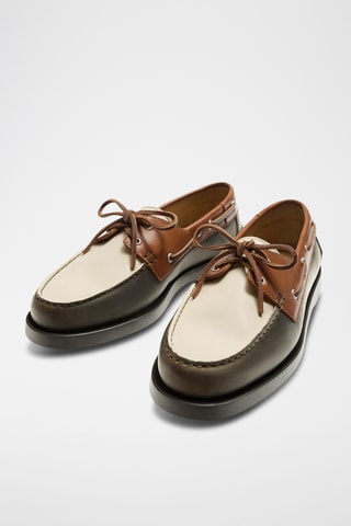 Sapatos de vela em couro - Castanho e cru