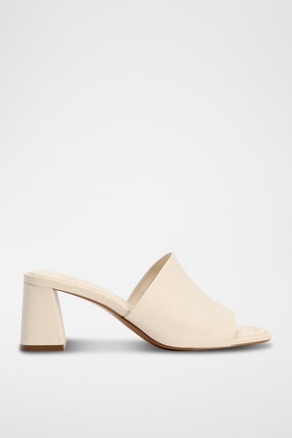 Mules de salto em couro- Cru