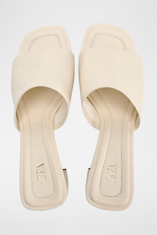 Mules de salto em couro- Cru