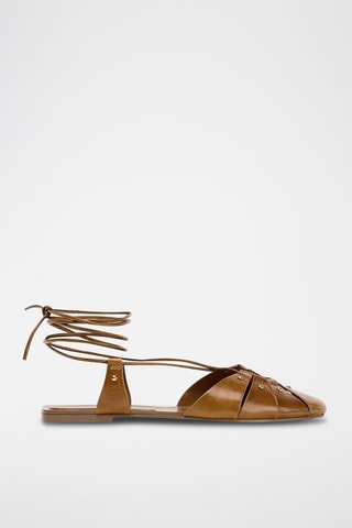 Sandálias em couro - Castanho
