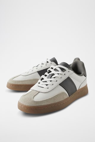 Sapatilhas em couro - Branco e cinzento
