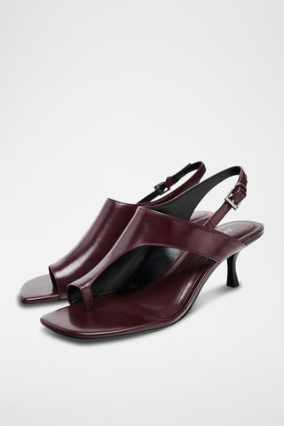 Sandálias de salto em couro- Bordô