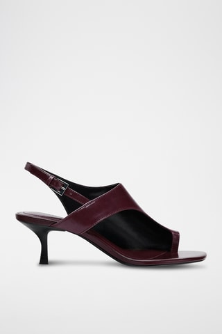 Sandálias de salto em couro- Bordô