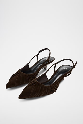 Sapatos de salto em veludo - Castanho-escuro