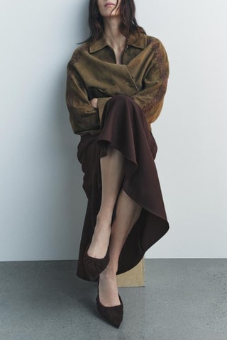 Sapatos de salto em veludo - Castanho-escuro