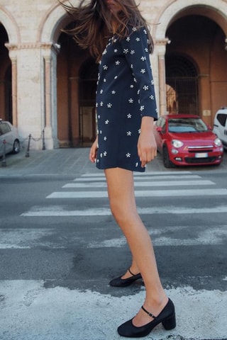 Babies de salto em couro- Preto