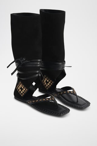 Sandálias em couro - Preto