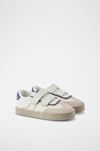 Sapatilhas em couro- Azul-marinho e branco