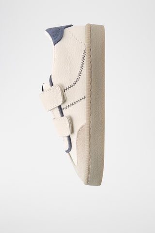 Sapatilhas em couro- Azul-marinho e branco